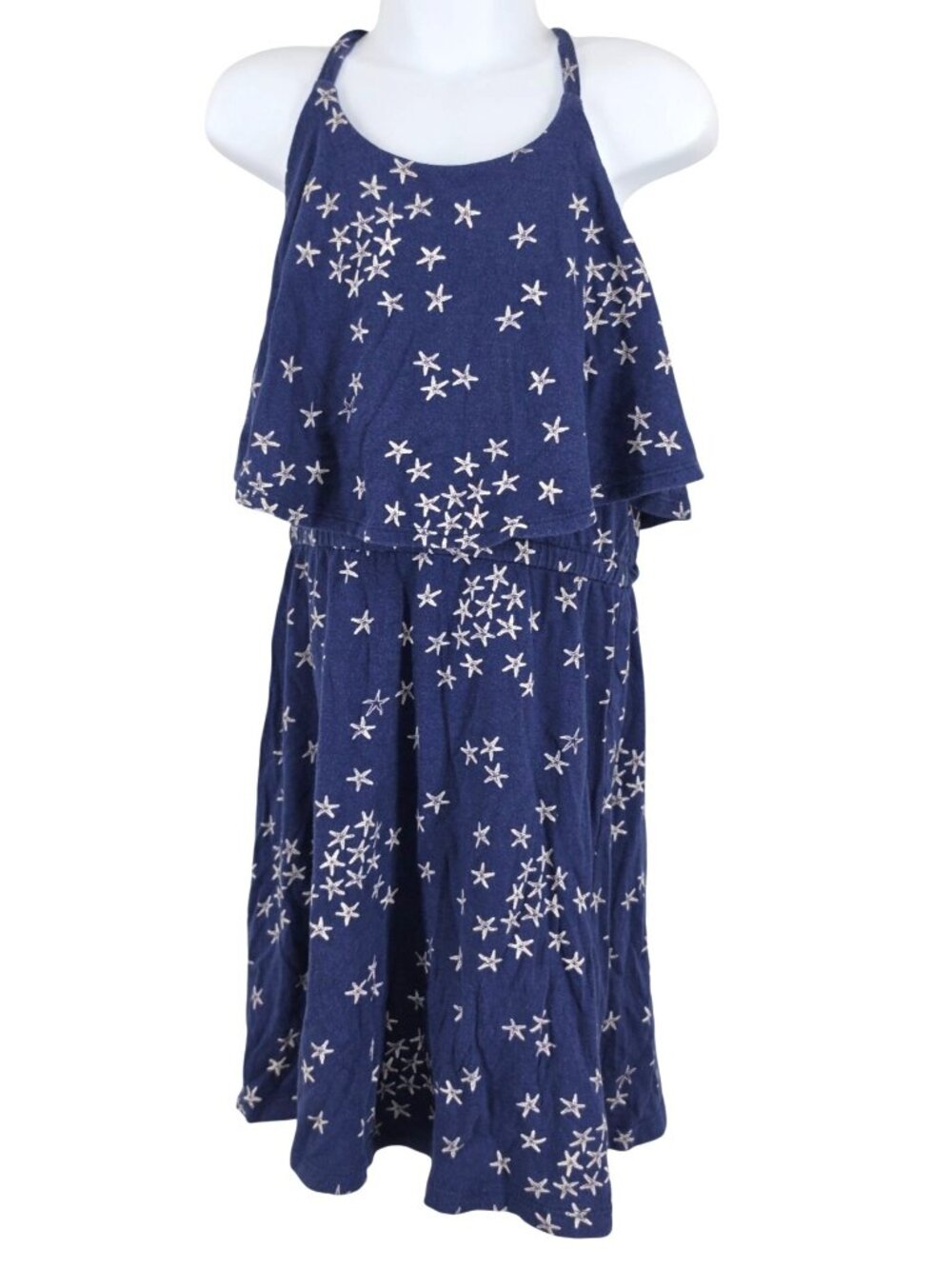 Girl's Old Navy Blue White Sundress Starfish Ruffle Dress Sleeveless Medium 8